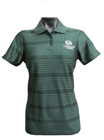 Picture of Women's Green Colorado State Stripe Antigua Polo