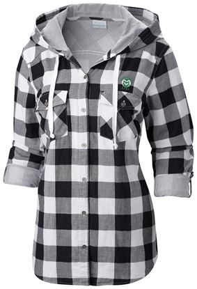 Black/White Plaid Colorado State Columbia Button Hood Shirt