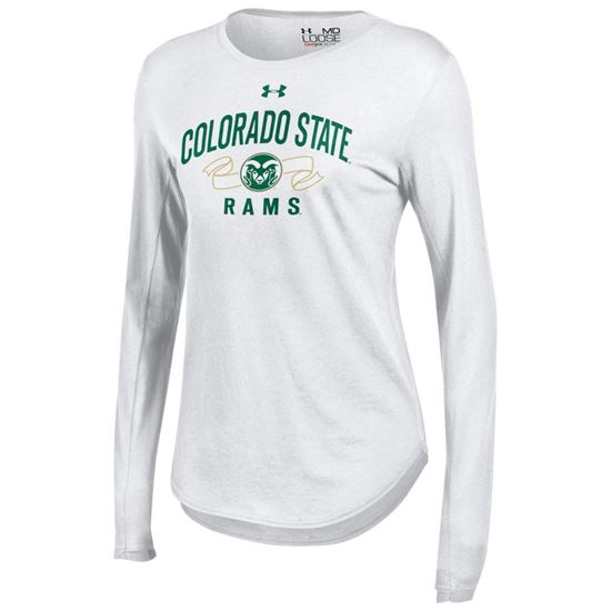 White Long Sleeve Colorado State Ribbon Under Armour Tee