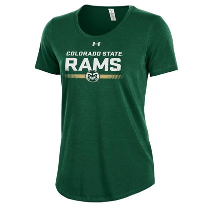 Women's Green Colorado State Under Armour Stripe Out Tee